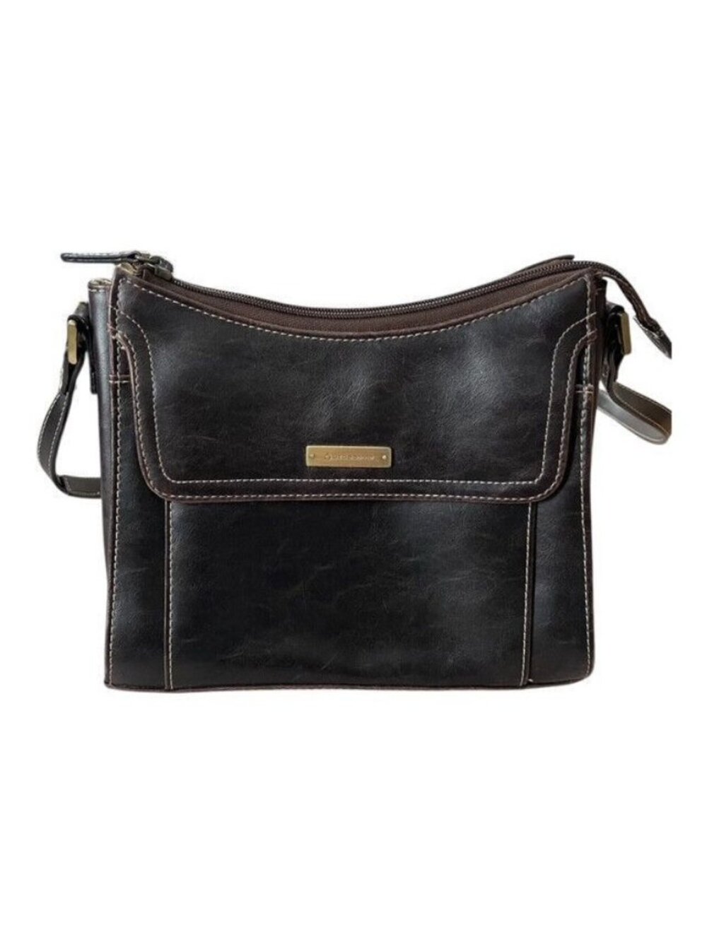 Liz Claiborne Brown Crossbody Bag Multi-Pocket Organizer Adjustable Strap